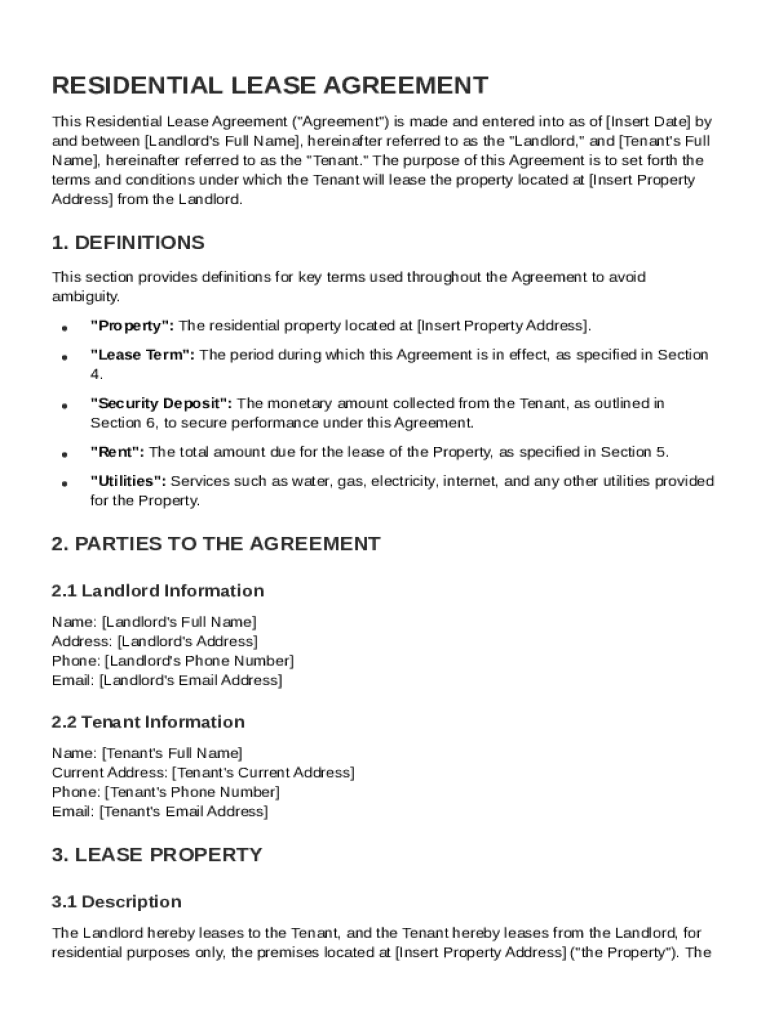 House Lease Contract Template Preview on Page 1