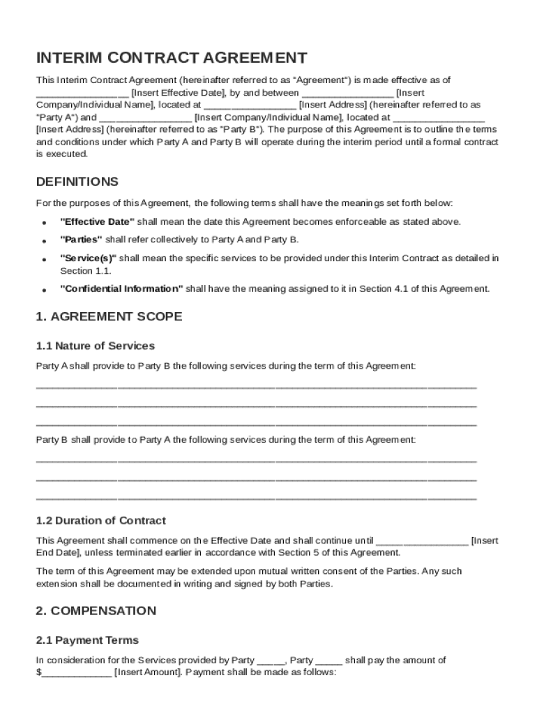 Interim Contract Template Preview on Page 1