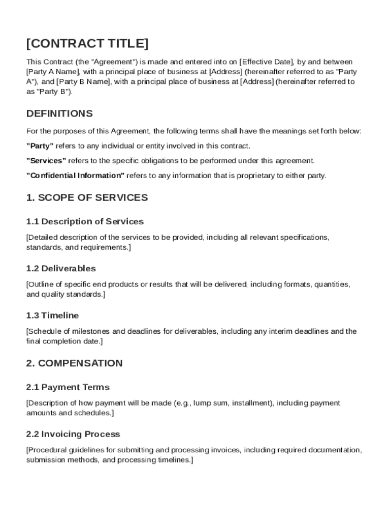 Law Contract Template Preview on Page 1
