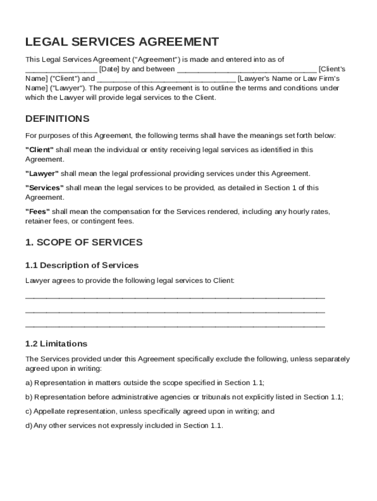 Lawyer Contract Template Preview on Page 1