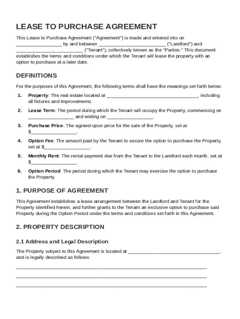 Lease To Purchase Contract Template Preview on Page 1