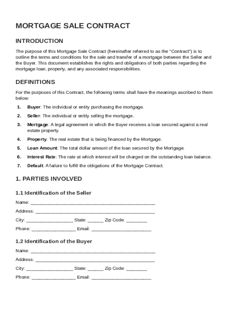 Mortgage Sale Contract Template Preview on Page 1