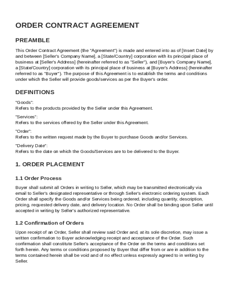 Order Contract Template: Fill out & sign online | DocHub