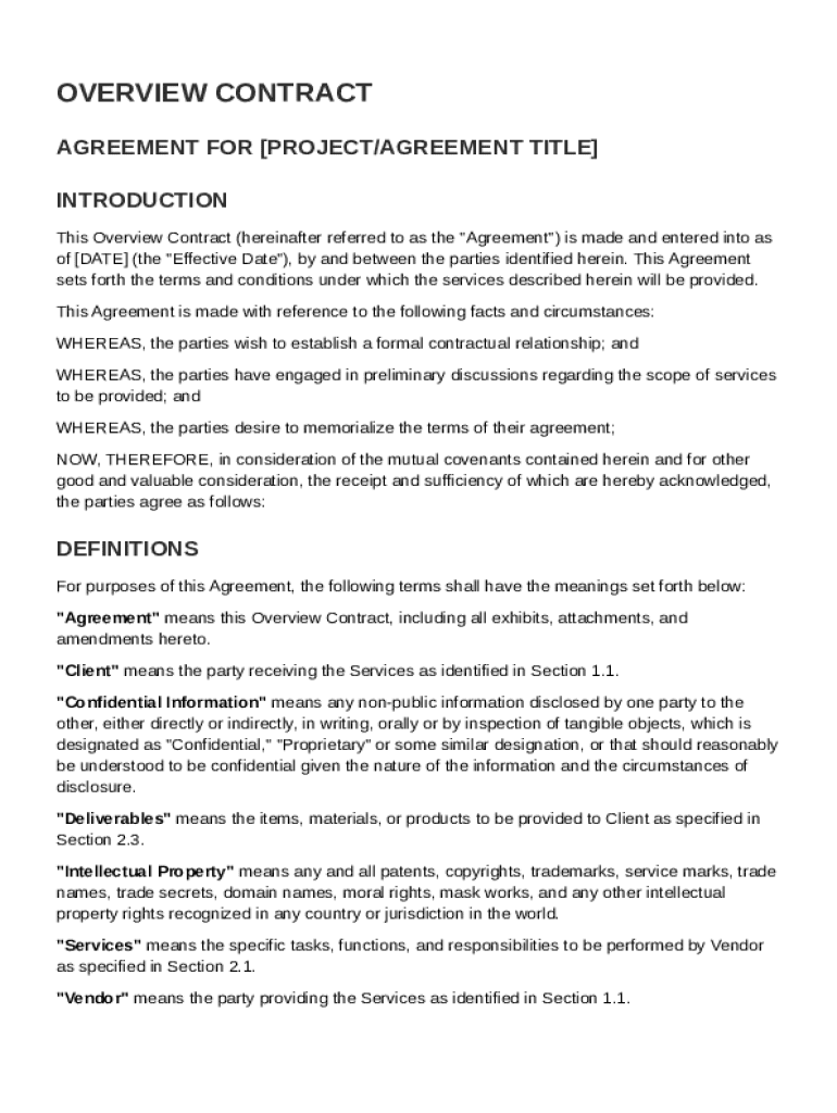 Overview Contract Template Preview on Page 1