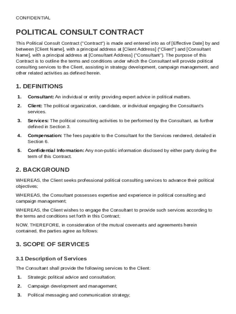 Political Consult Contract Template Preview on Page 1