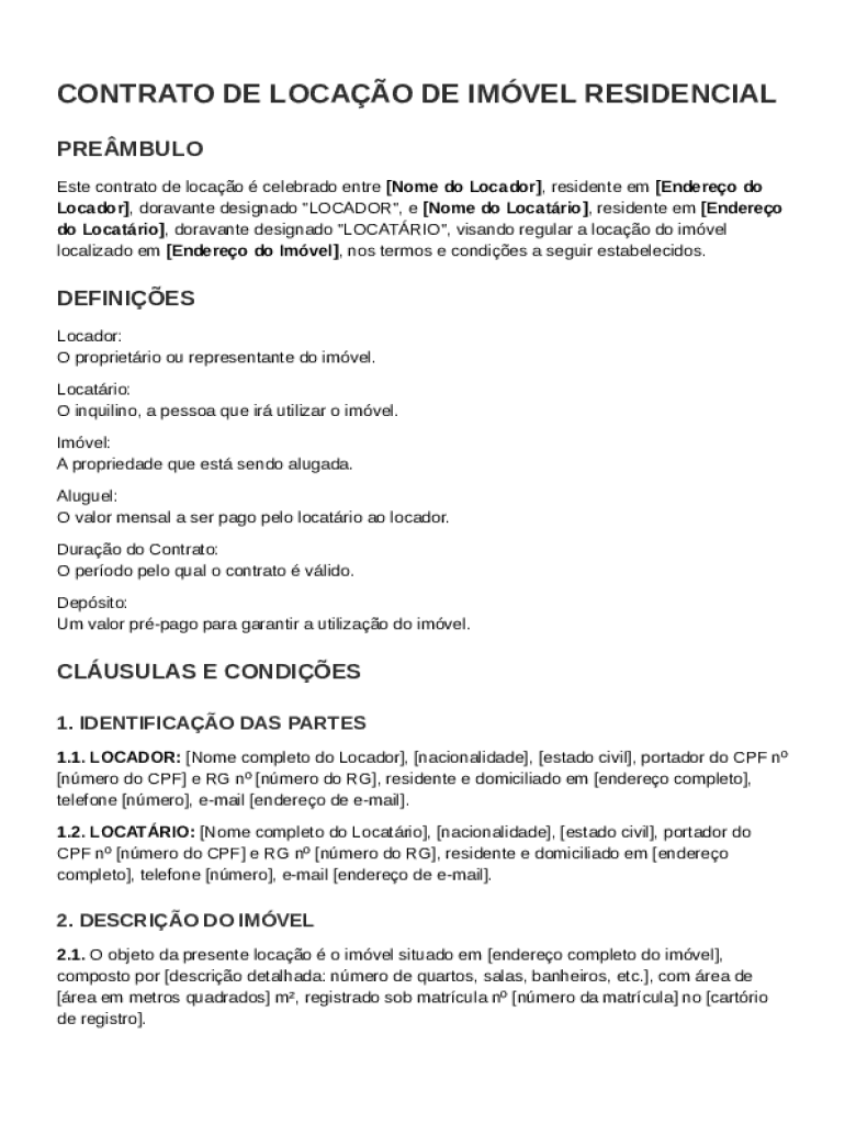 Portuguese Rental Contract Template Preview on Page 1