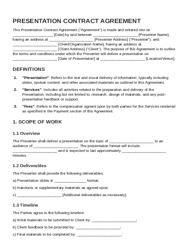 Presentation Contract Template Preview on Page 1