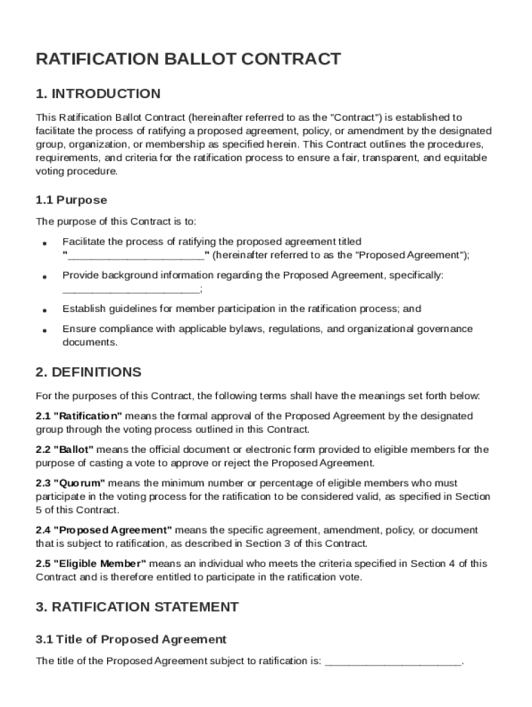 Ratification Ballot Contract Template Preview on Page 1