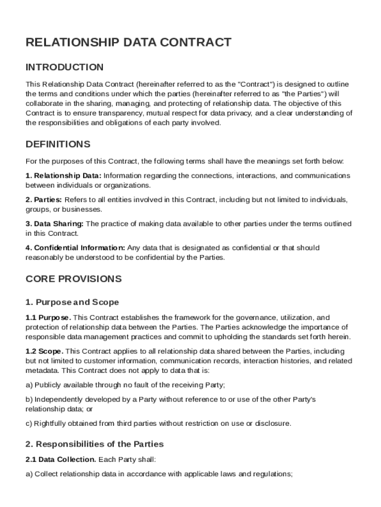 Relationship Dat Contract Template Preview on Page 1