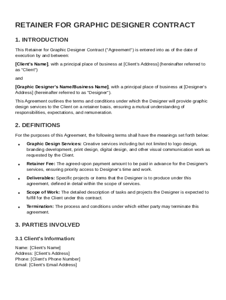 Retainer For Graphic Designer Contract Template Preview on Page 1