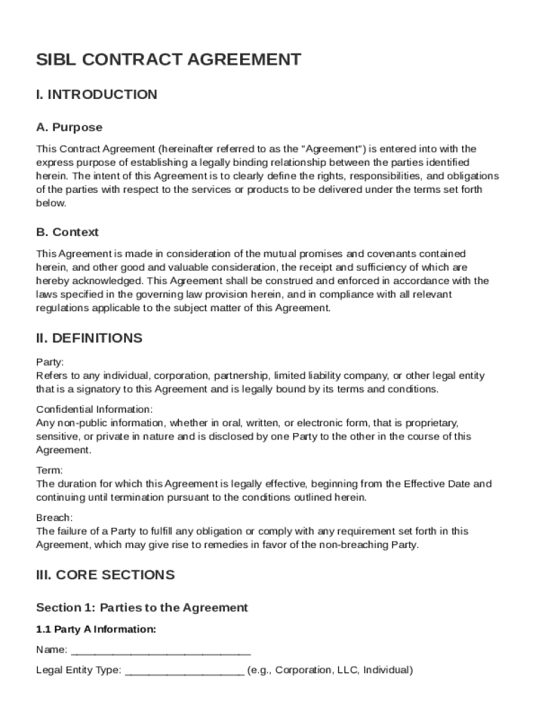 Sibl Contract Template Preview on Page 1