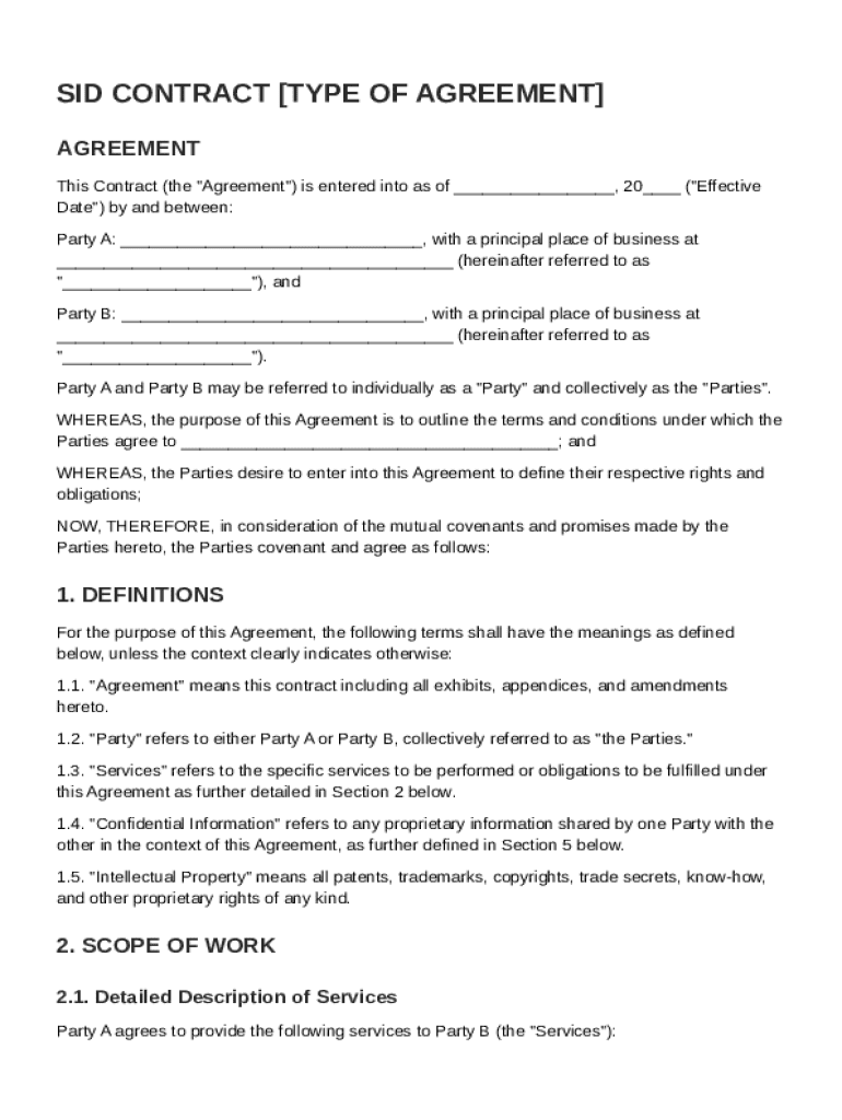 Sid Contract Template Preview on Page 1
