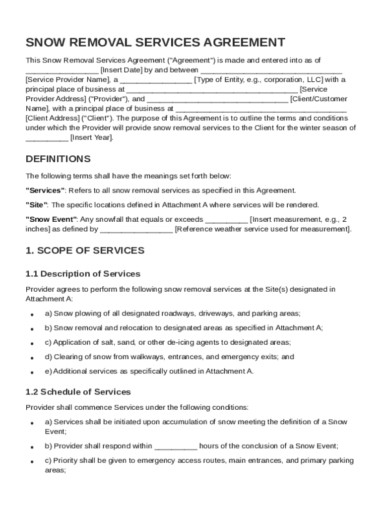 Snow Contract Template Preview on Page 1