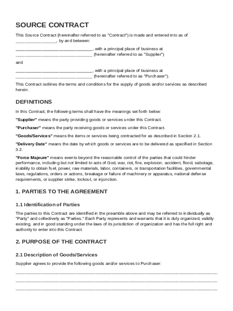 Sourc Contract Template Preview on Page 1