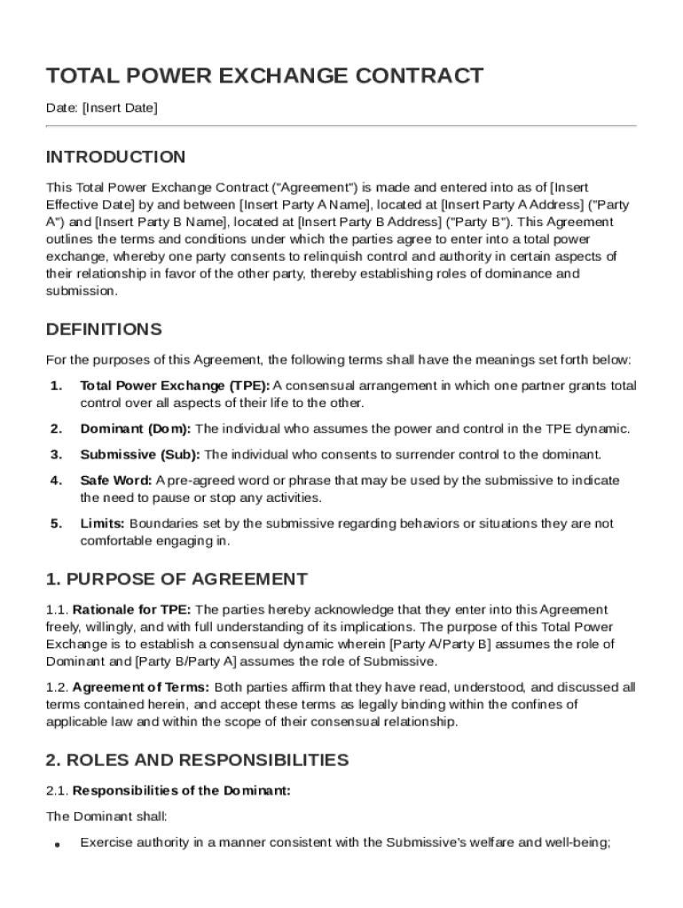 Total Power Exchange Contract Template Preview on Page 1