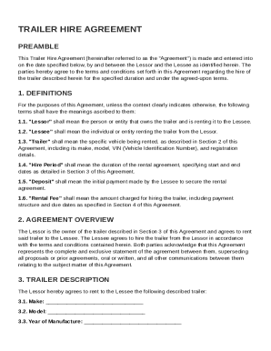 Fillable Online Trailer Hire Contract Template Fax Email Print pdfFiller