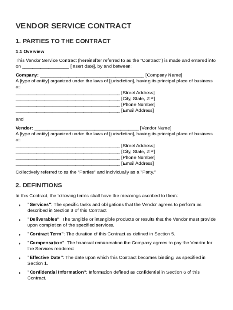 Vendor Service Contract Template: Fill out sign online DocHub