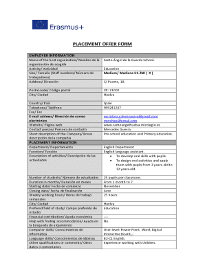 Placement Offer Form