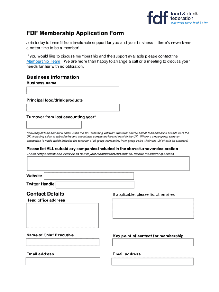 Fillable Online Fdf Membership Application Form Fax Email Print - pdfFiller