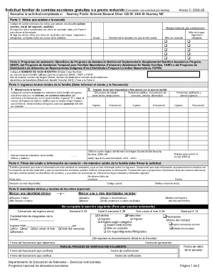 Solicitud Familiar De Comidas Escolares Gratuitas O a Precio Reducido