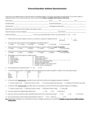 Parent/guardian Asthma Questionnaire