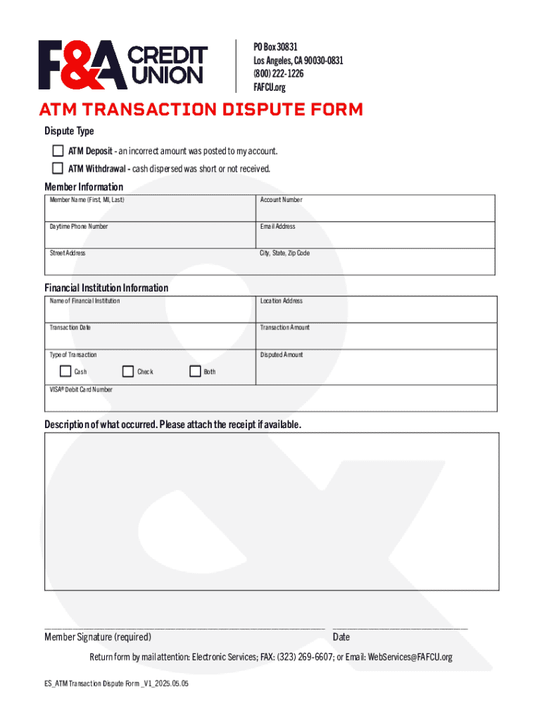 Fillable Online Atm Transaction Dispute Form Fax Email Print - pdfFiller