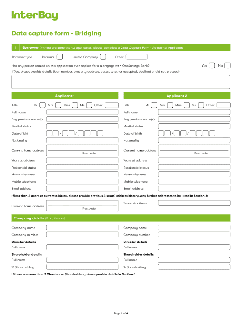 Fillable Online Data Capture Form for Bridging Loans Fax Email Print ...