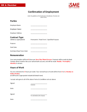 Confirmation Of Employment Form Blank Fillable Template Fill Out 