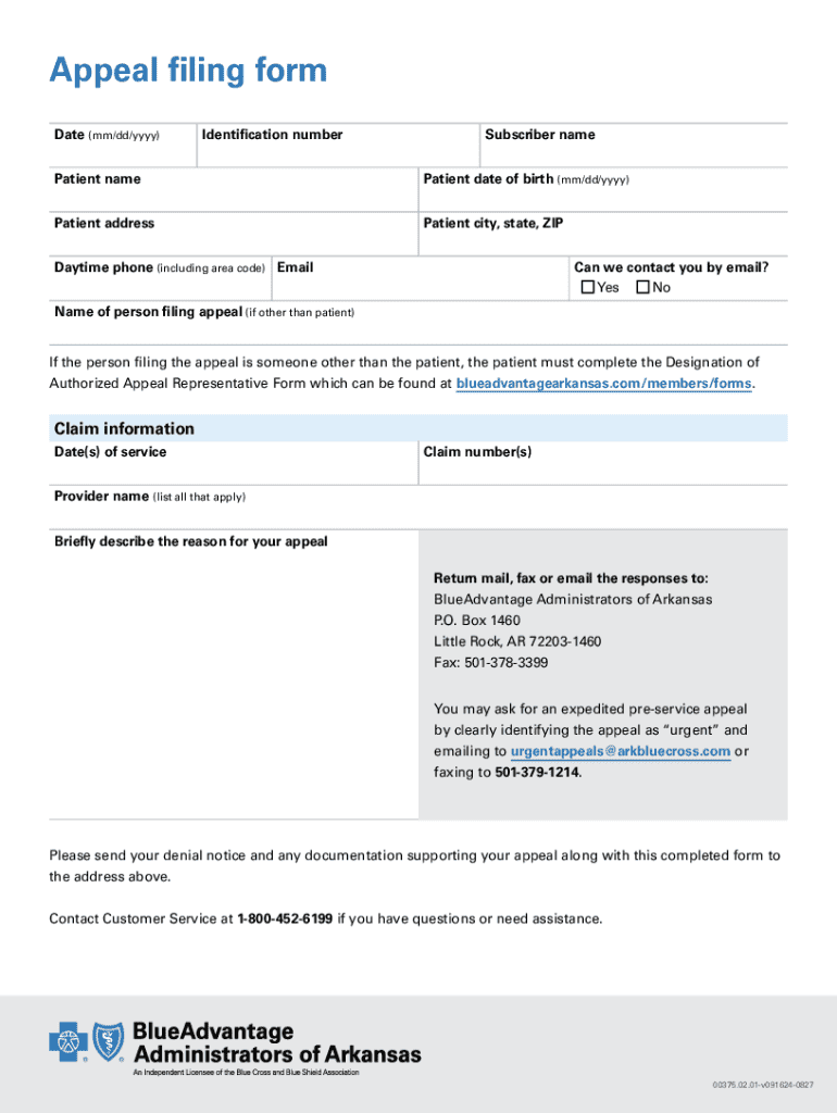 Fillable Online Appeal Filing Form Fax Email Print - pdfFiller