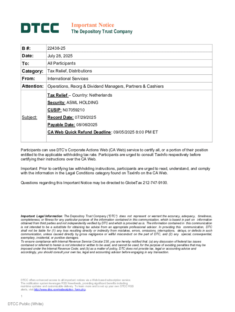 Fillable Online Important Notice Fax Email Print - pdfFiller