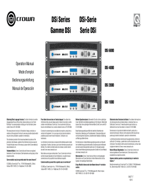 Dsi Series Operation Manual
