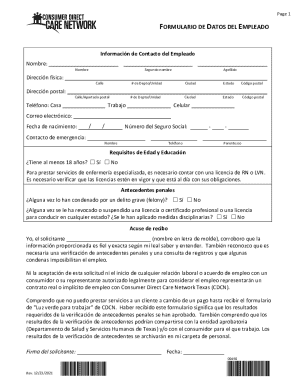 Form H1028-S, Employment Verification (Spanish)