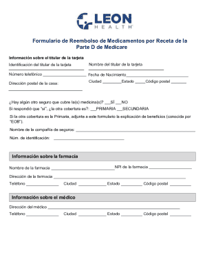 Formulario De Reembolso De Medicamentos Por Receta De La Parte D De Medicare