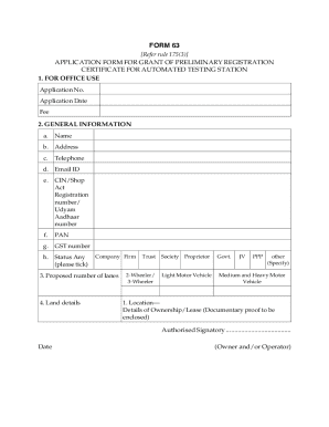 Application for Preliminary Registration Certificate for Automated Testing Station
