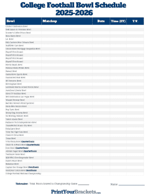 College Football Bowl Schedule 2025 Fill and Sign Printable Template