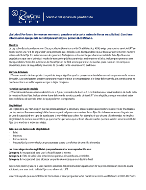 Solicitud Del Servicio De Paratránsito