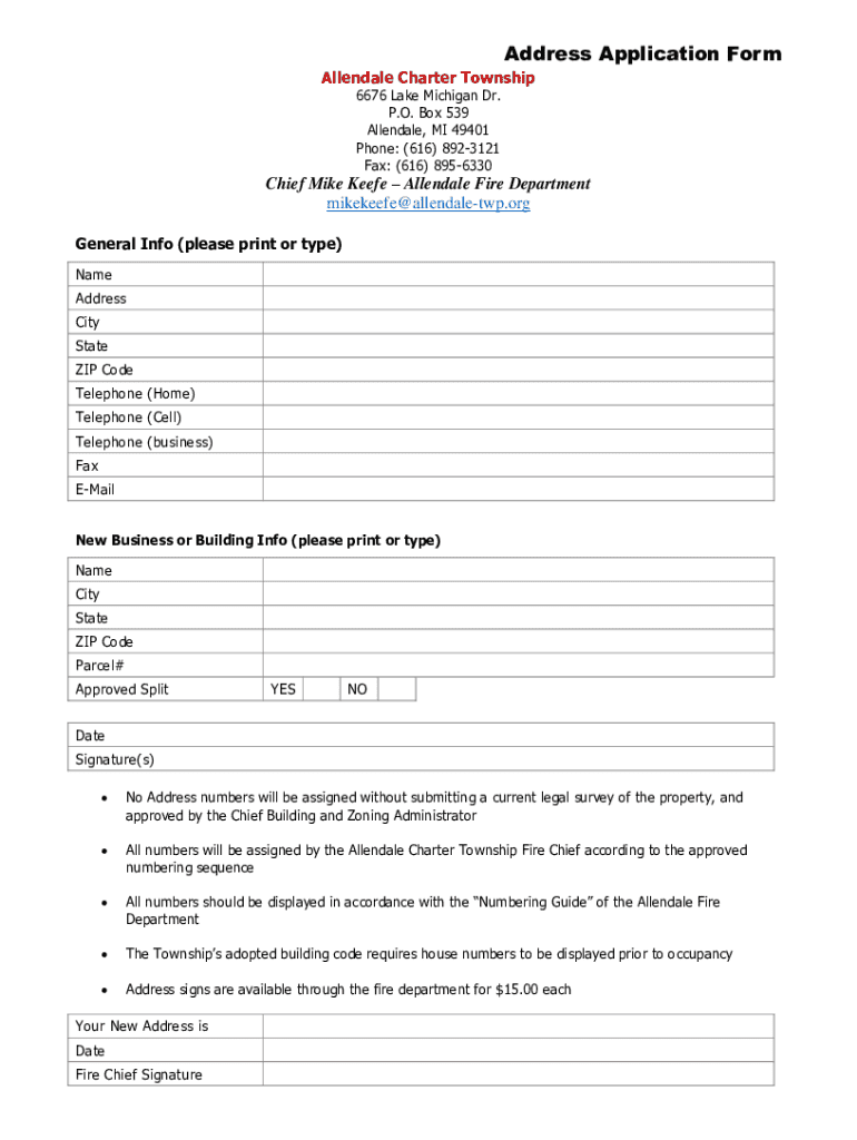 Fillable Online Address Application Form Fax Email Print - pdfFiller