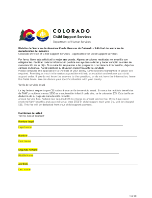 Solicitud De Servicios De Manutención De Menores