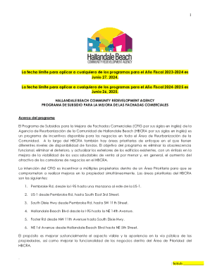 Hallandale Beach Community Redevelopment Agency Commercial Façade Improvement Program Application