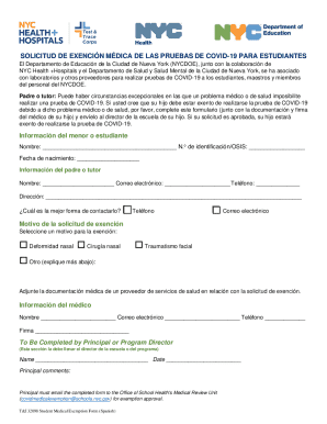 Solicitud De ExenciÓn MÉdica De Las Pruebas De Covid-19 Para Estudiantes
