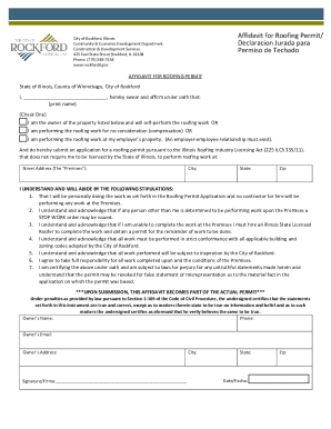 Affidavit for Roofing Permit