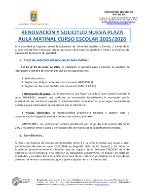 Solicitud De Plaza Aula Matinal 2025/2026