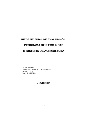 Informe Final De Evaluación Programa De Riego Indap