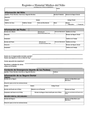 Registro E Historial Médico Del Niño