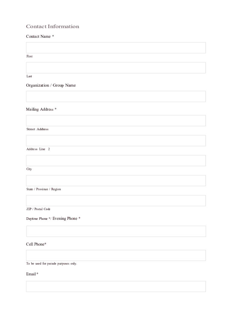 Christmas Parade Entry Form Preview on Page 1