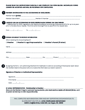 Request for an Accounting of Disclosures of Protected Health Information (phi)