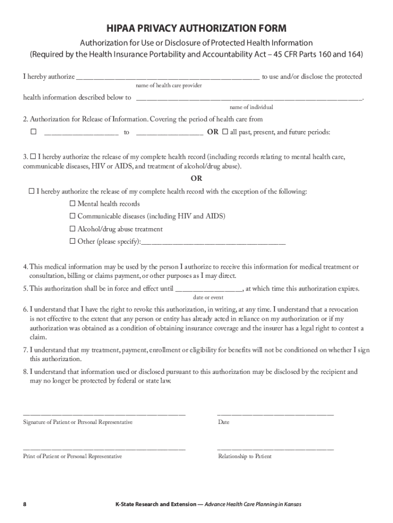 HIPAA Privacy Authorization Form - Blank Fillable Template | Fill Out ...