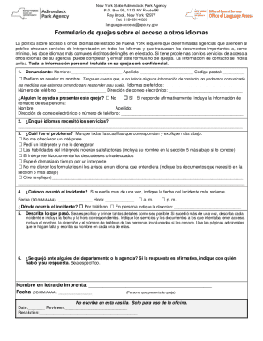 Formulario De Quejas Sobre El Acceso a Otros Idiomas