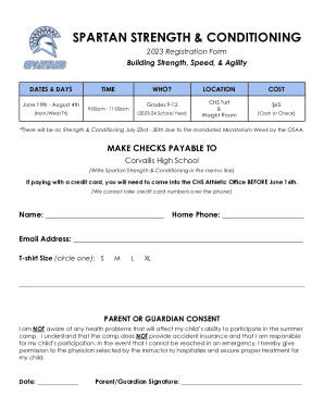 Spartan Strength & Conditioning 2023 Registration Form