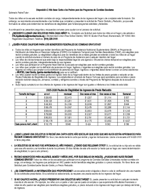 Solicitud Para Comidas Escolares Gratis Y a Precios Reducidos